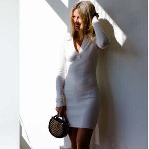 Hollister Cream Colared Ribbed Sweater Dress Size S